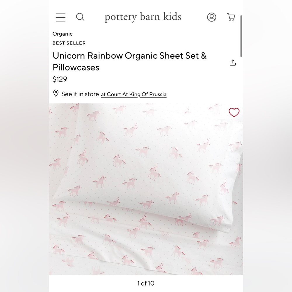 Pottery Barn Kids Unicorn Sheet Set